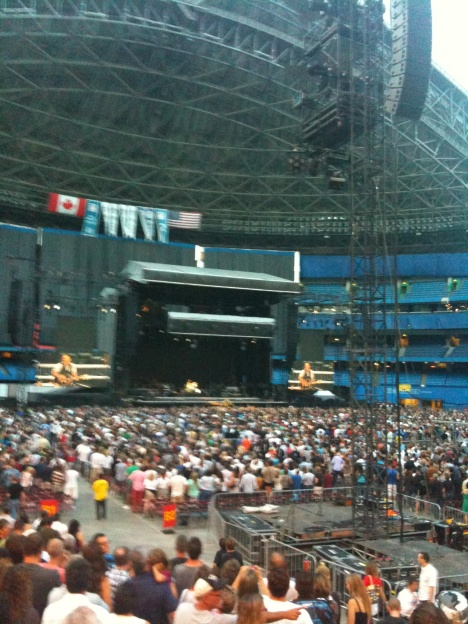 Bruce Springsteen performing at the Rogers Centre in Toronto.